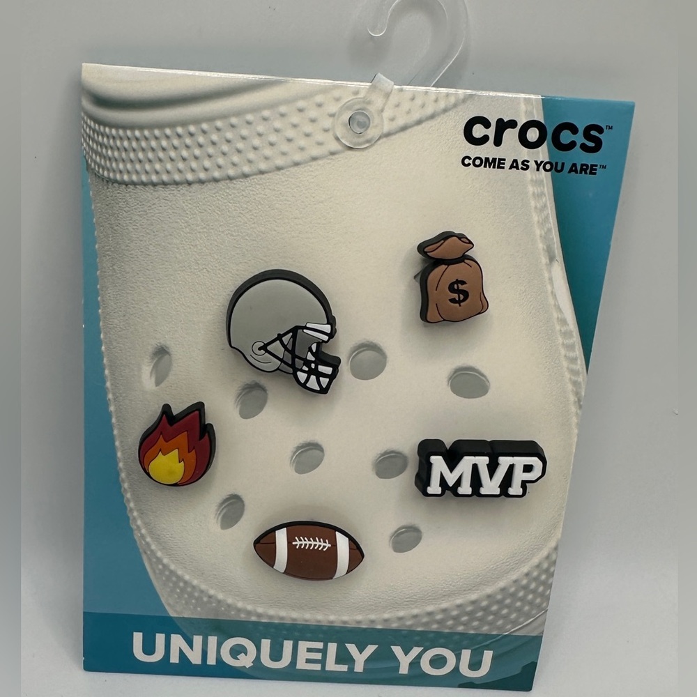 Crocs Uniquely You Football Star MVP Money Bag Fire Helmet Jibbitz Charms 5 Pack